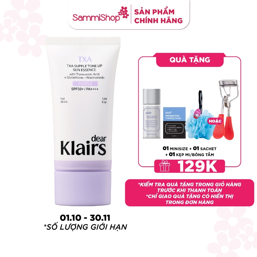 [Tím] Dear Klairs Kem chống nắng TXA Supple Tone Up Sun Essence SPF50+ PA++++ 50 ml