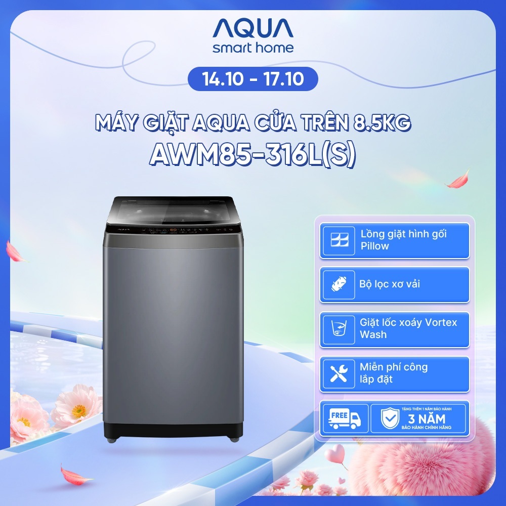 [DEAL XỊN THÁNG 10]  Máy giặt cửa trên 8.5kg AWM85-316L(S) - Bảo hành 2 năm - giao sau 5-7 ng