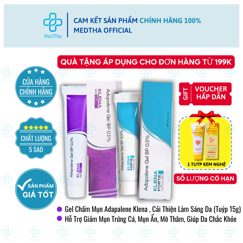 Gel Chấm Mụn Adapalene Klena - Hỗ Trợ Giảm Mụn Trứng Cá, Mụn Ẩn, Mờ Thâm, Cải Thiện Làm Sáng Da