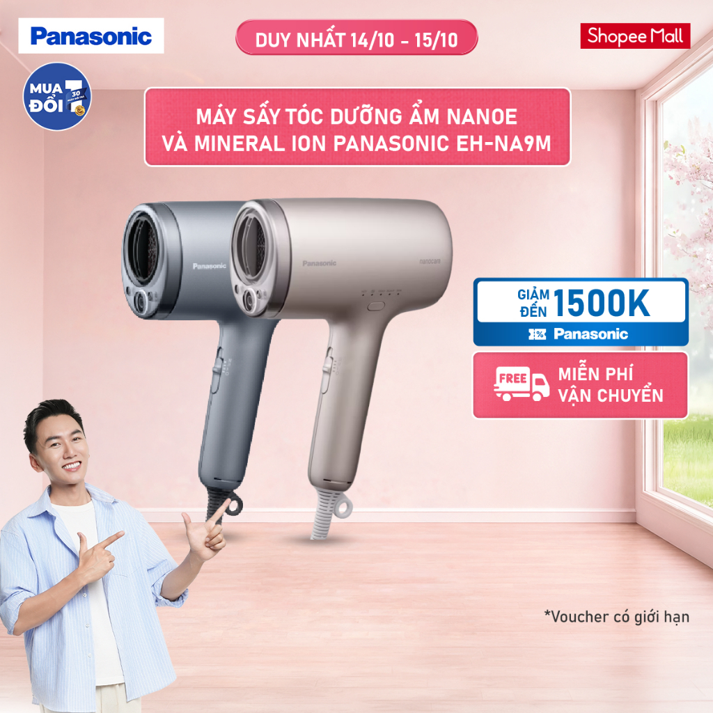 Máy sấy tóc dưỡng ẩm nanoe và mineral Ion Panasonic EH-NA9M - chống lại tia UV