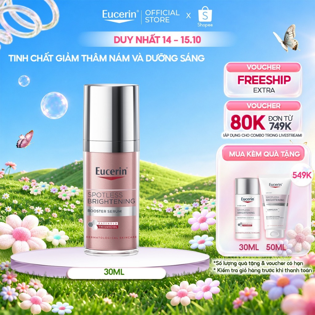 Tinh chất giảm thâm nám & dưỡng sáng Eucerin Spotless Brightening Booster Serum 30ml | Serum mờ thâm sáng da | Skincare