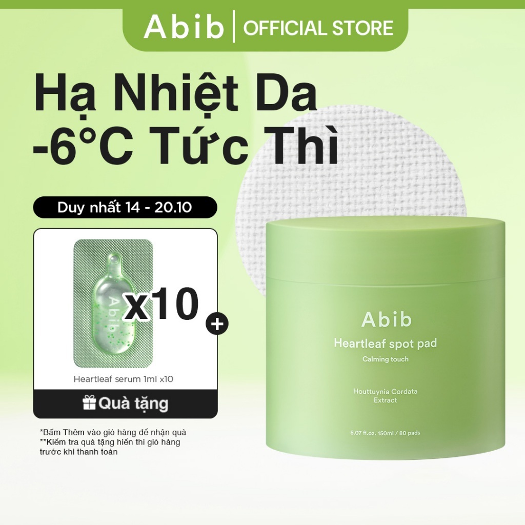 Toner pad diếp cá làm dịu & tẩy tế bào chết Abib Heartleaf Spot Pad Calming Touch (80 miếng)