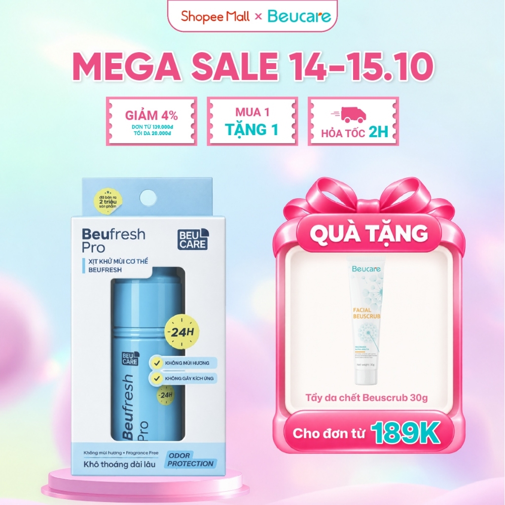 Xịt khử mùi toàn thân, lăn khử mùi BEUFRESH ngăn tiết mồ hôi, hạn chế mùi cơ thể 30ml