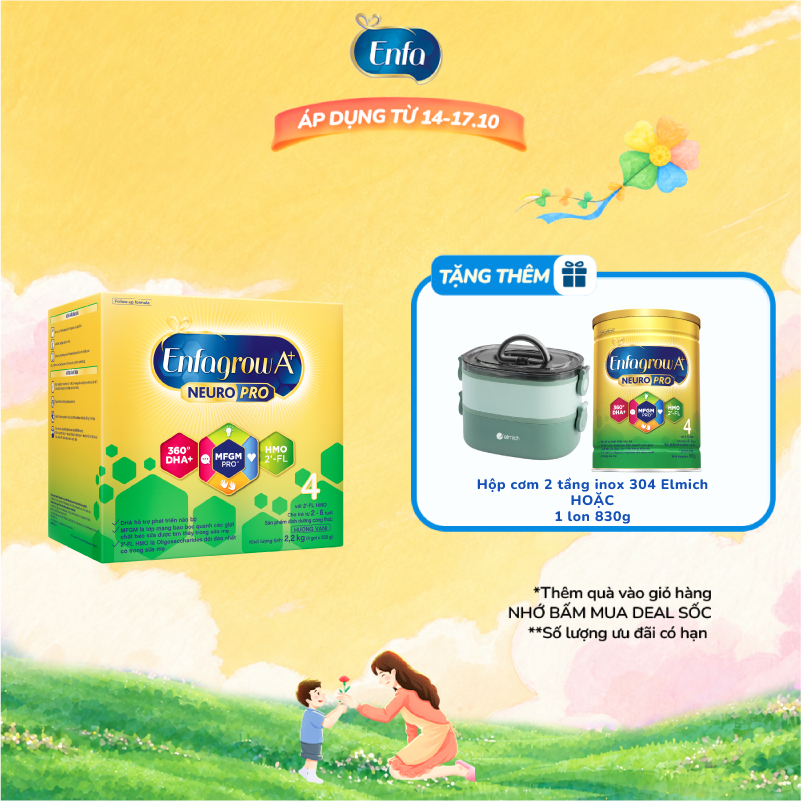 Sữa bột Enfagrow A+ Neuropro 4 2.2kg với DHA giúp phát triển não bộ cho trẻ từ 2–6 tuổi