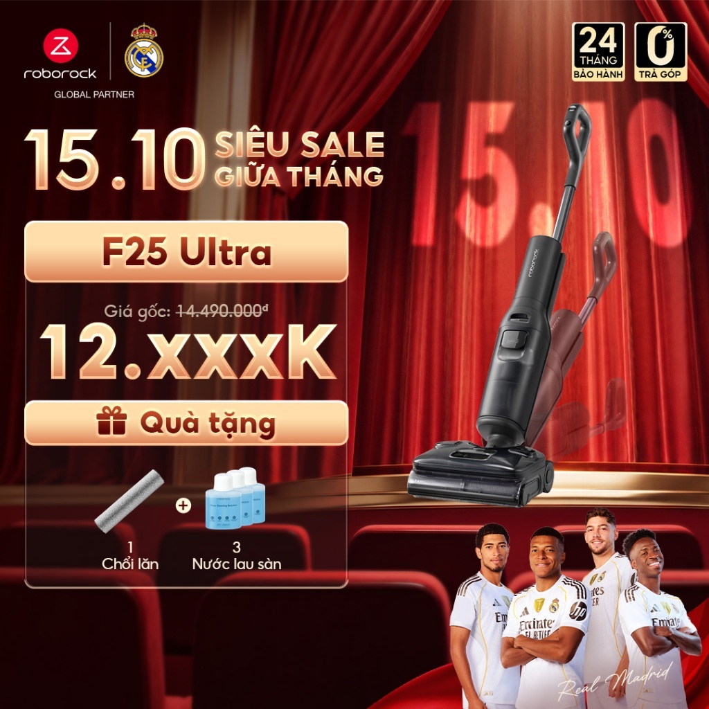 Roborock F25 Ultra máy hút bụi lau nhà hơi nước nóng | Lực hút 22000pa | Bảo hành 24 tháng