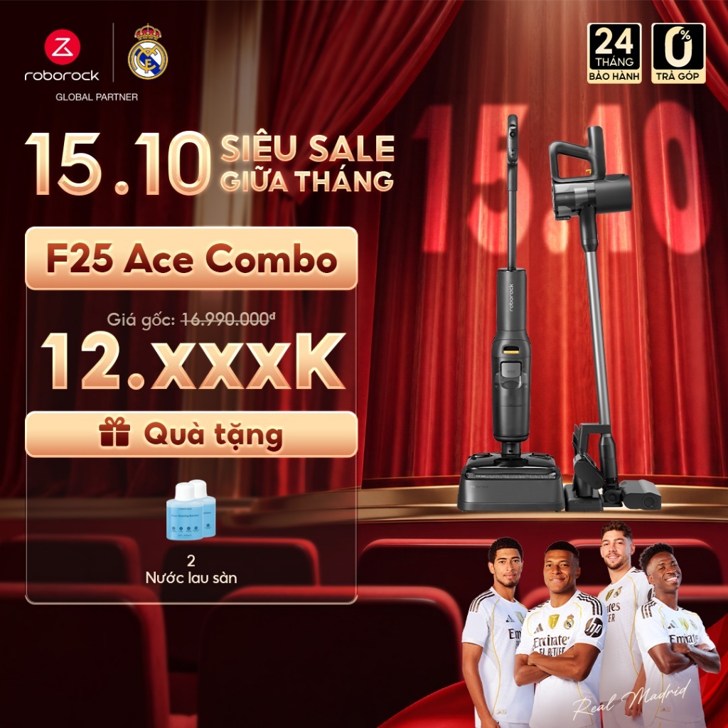 Roborock F25 Ace combo máy hút bụi lau nhà cầm tay không dây | Lực hút 20000pa | Bảo hành 24 tháng