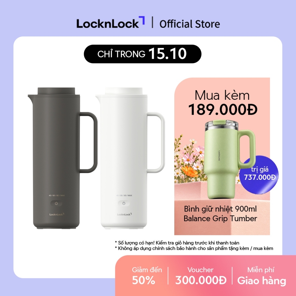 Bình đun nước cầm tay LocknLock Heating tumbler EJC728 dung tích 330ml - 2 Màu