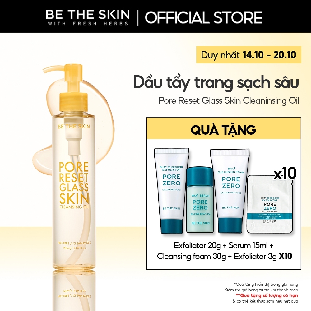 Dầu Tẩy Trang Làm Sạch Sâu Pore Reset Glass Skin Cleansing Oil BETHESKIN 150ml