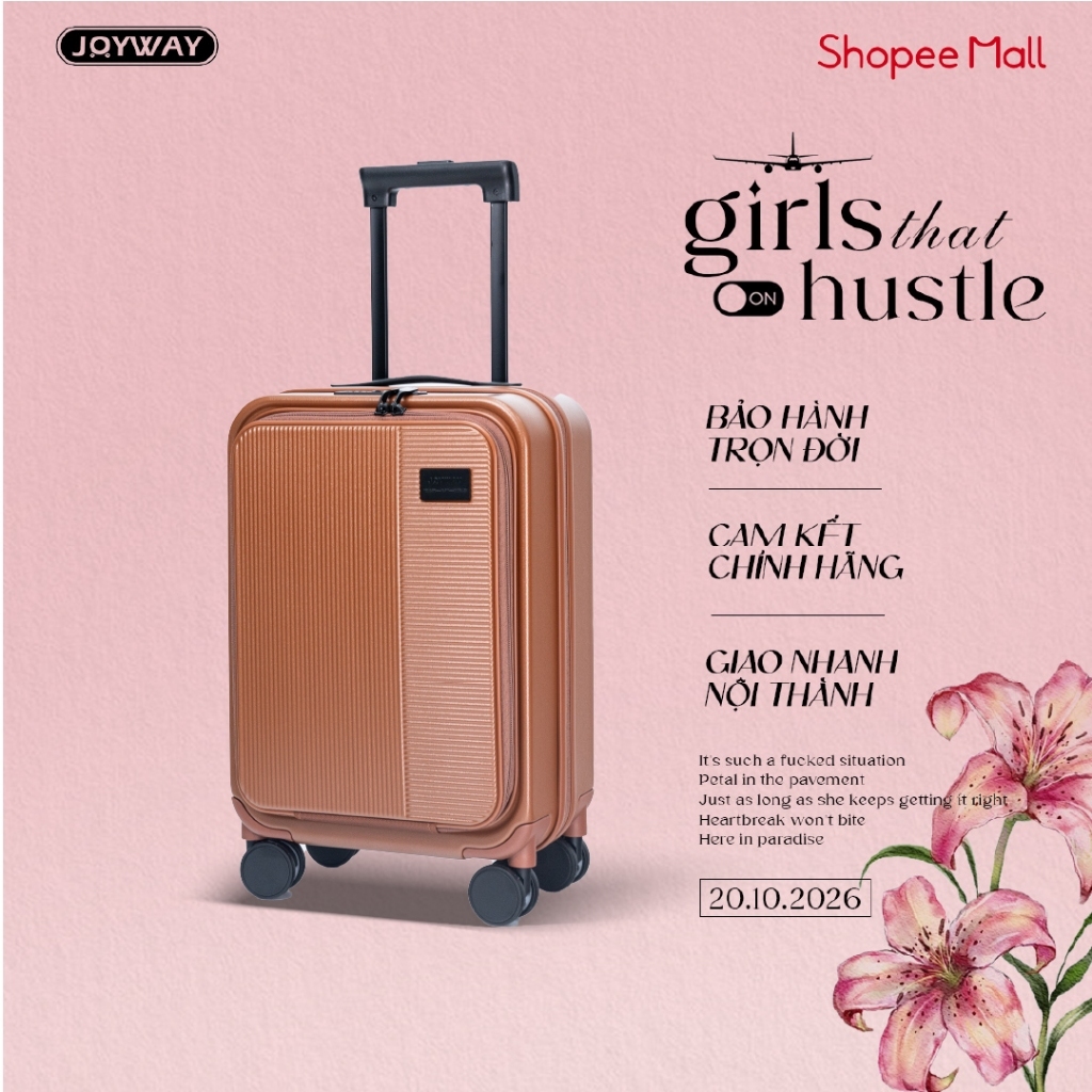 [BEST SELLER] Vali JoyWay TROP005 Size 20/24/28, Khóa Số TSA, Dây Kéo YKK, Có Ngăn Nới Rộng, Bảo Hành Trọn Đời