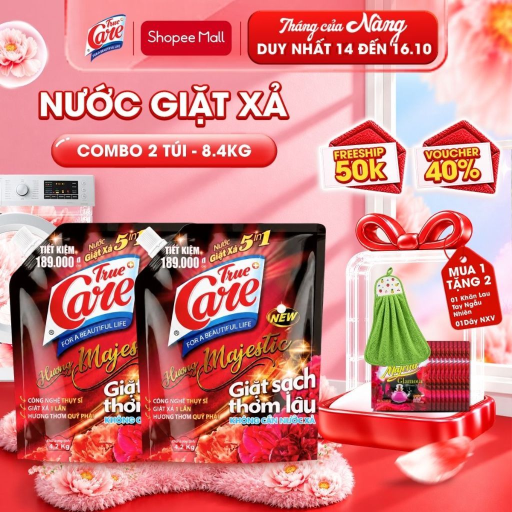 Combo 2 Túi 4.2Kg Nước Giặt Xả True Care 5in1 (Tổng 8.4kg/2Túi)