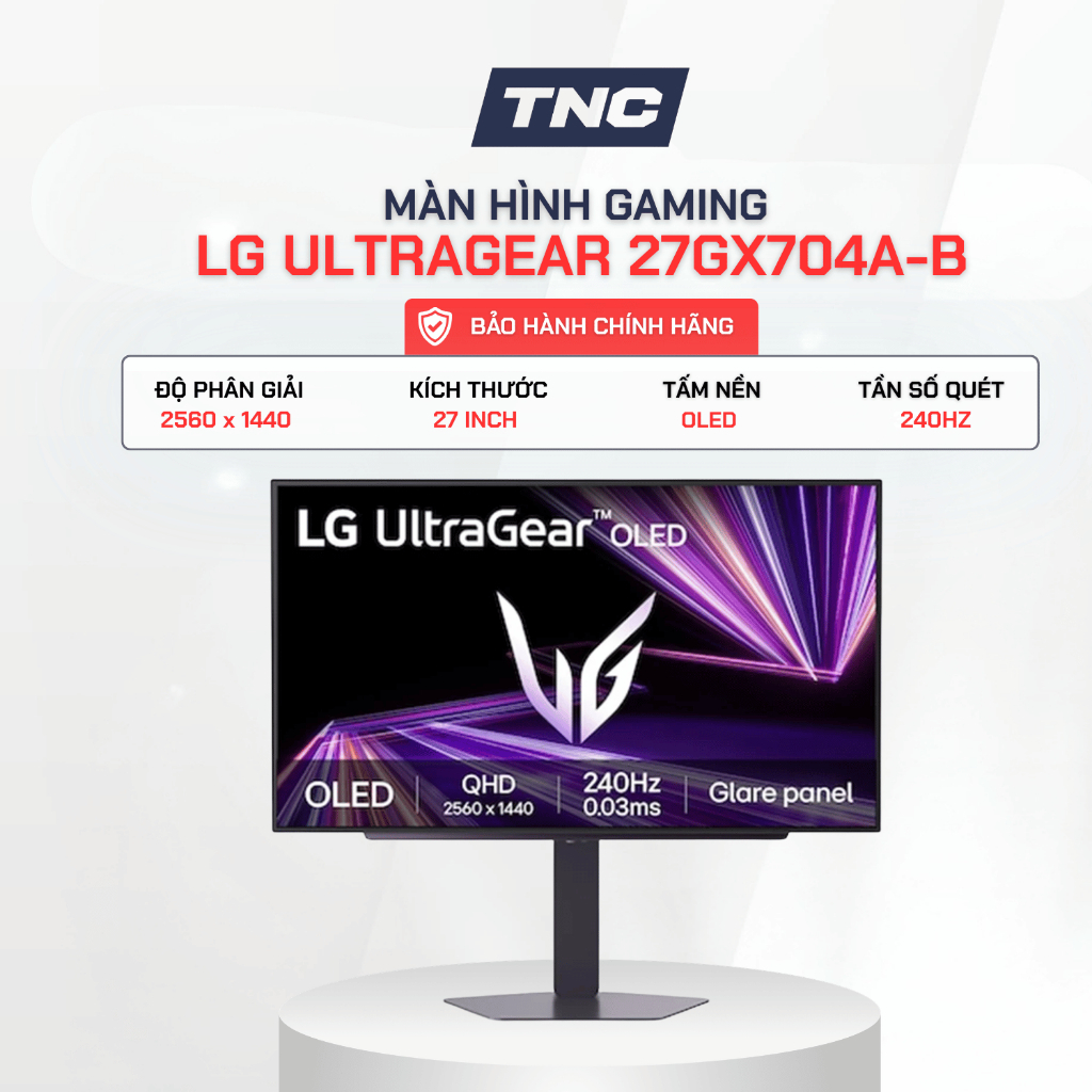 Màn Hình Gaming LG UltraGear 27GX704A-B 27 inch/ OLED/ 2K/ QHD/ 240Hz/ 0.03ms - BH 24 THÁNG