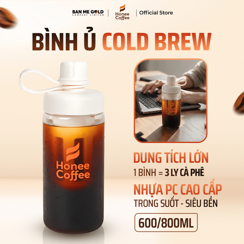 Bình Ủ Cold Brew 600ml 800ml  - Bình Ngâm Cold Brew Nhựa PC LÕI LỌC MỊN - Bình Ủ Cafe Cold Brew - Bình Pha Cold Brew