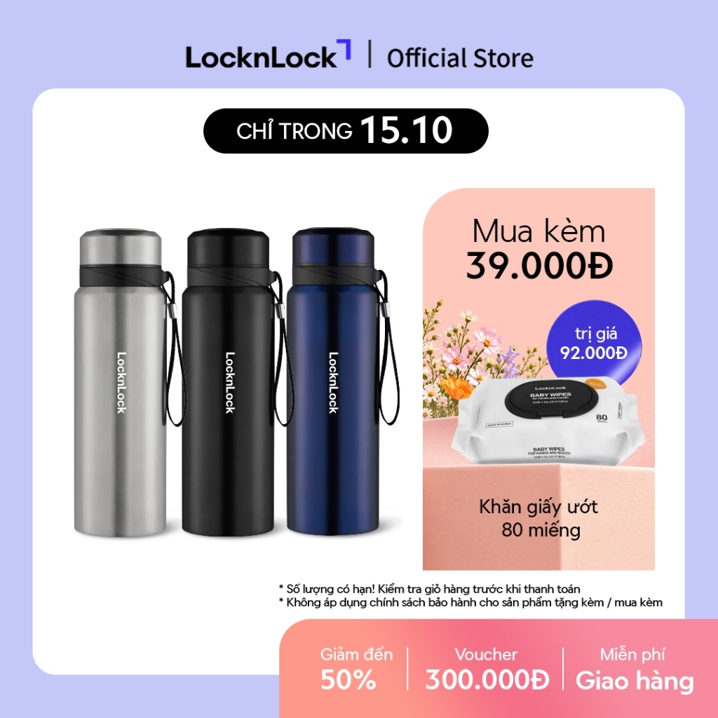 Bình Giữ Nhiệt Thép Không Gỉ có dây treo Lock&Lock Vacuum Bottle (800ml) LHC6180