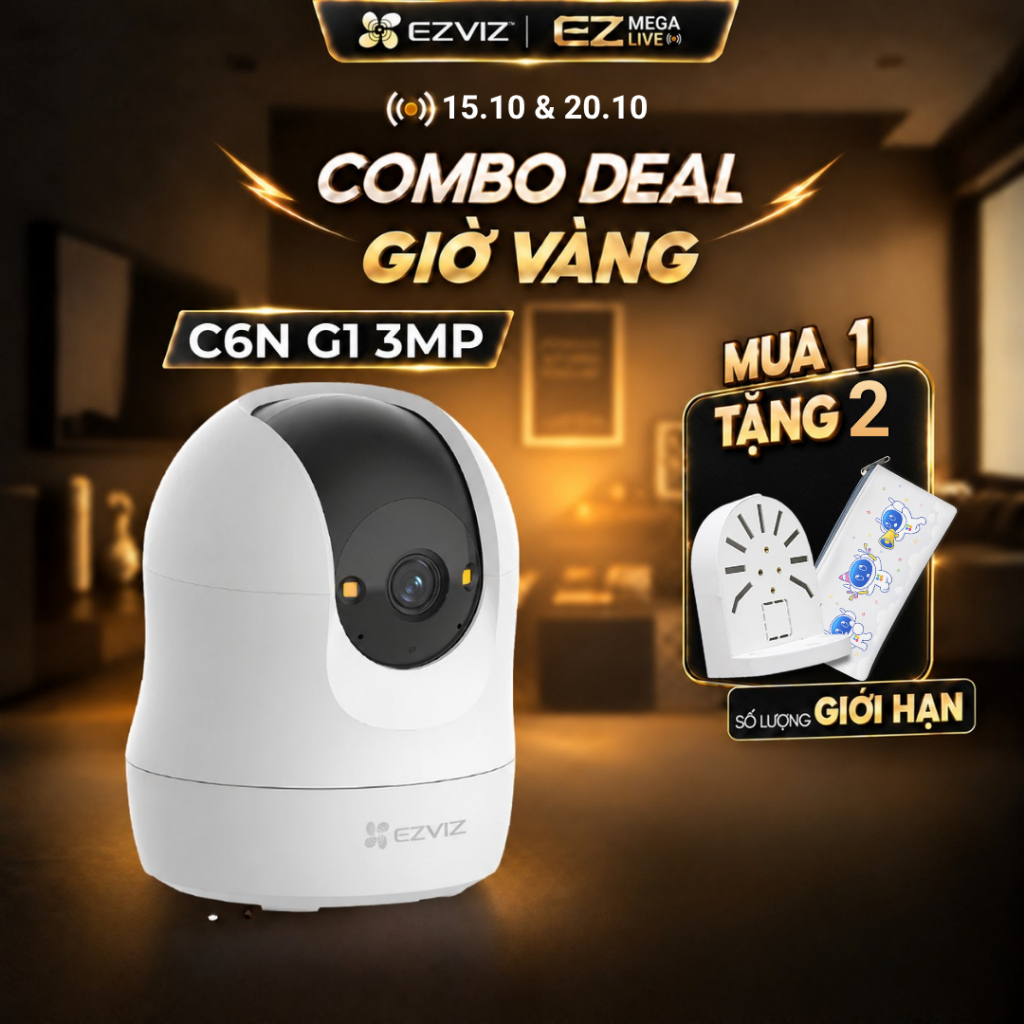 [MỚI] Camera WIFI EZVIZ C6N G1 3MP - Quan Sát Không Góc Khuất, Hẹn Giờ Cảnh Báo, AI Phát Hiện Người, Ban Đêm Có Màu
