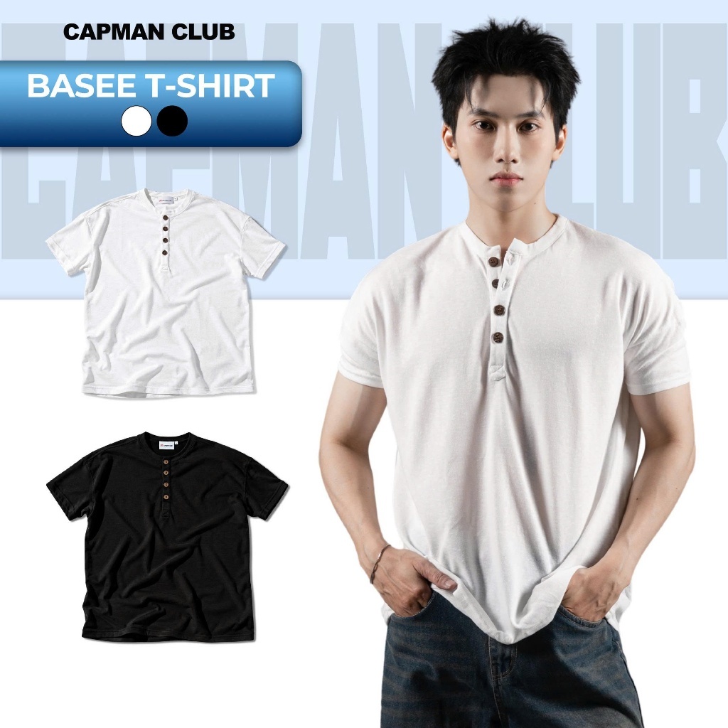 [GIÁ MỞ BÁN] Áo thun nam cổ trụ BASEE form basic tay ngắn 4 cúc, chất vải slub cotton mỏng mềm thoáng mát