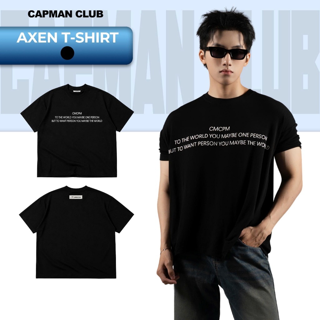 Áo thun nam tay ôm AXEN tee CAPMAN CLUB, áo thun phom ôm chất vải cotton 4 chiều co giãn