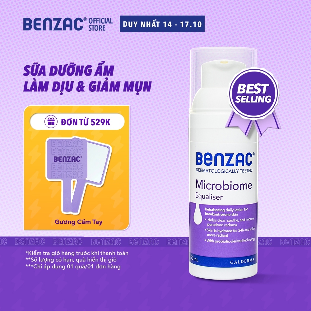 Sữa dưỡng ẩm giúp cân bằng hệ vi sinh cho da dầu mụn BENZAC Microbiome Equalizer 50ml