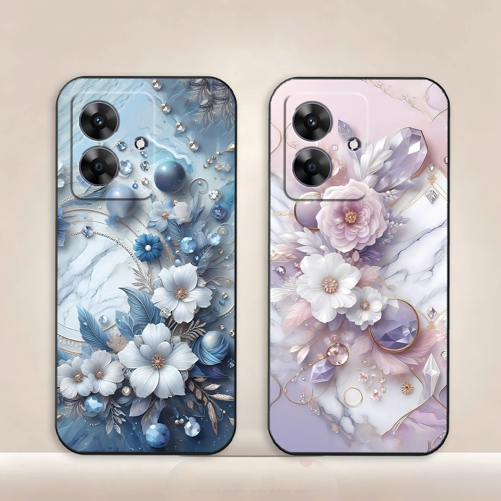 Ốp lưng Realme Note 60, Note 60x silicon dẻo mềm, cạnh vuông hình hoa cho nữ, giá rẻ