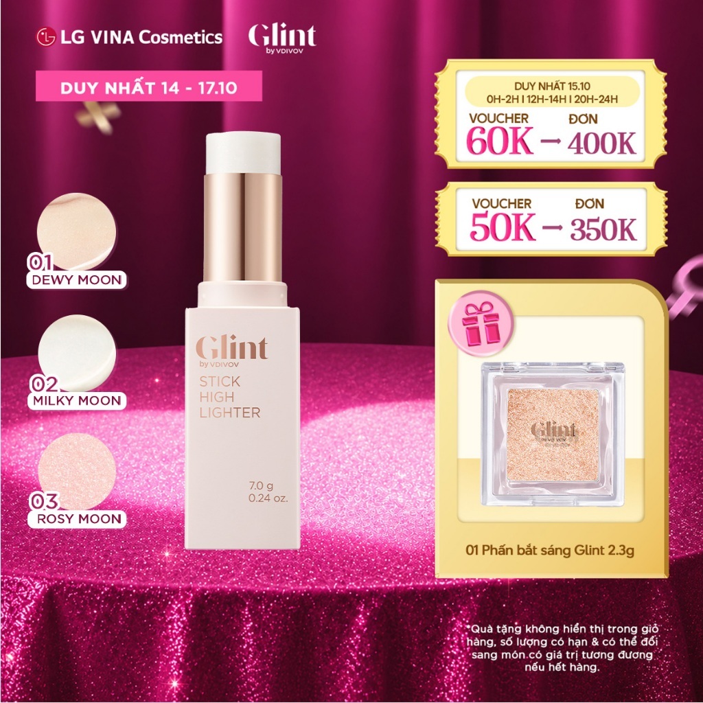 [LG Makeup VN] Nhũ bắt sáng highlight Glint dạng thỏi 7g chứa bột ngọc trai, tiện lợi, dưỡng ẩm da