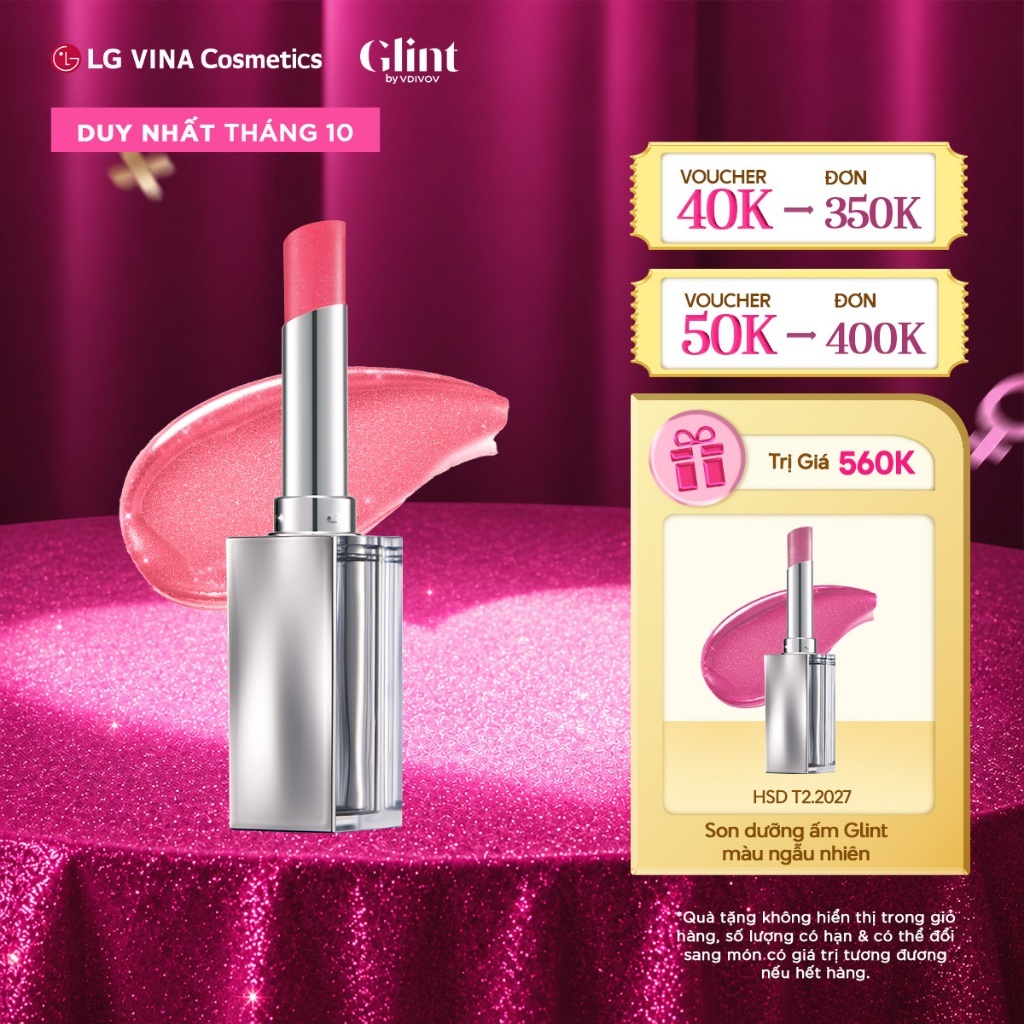 [LG Makeup VN] Son dưỡng môi có màu Glint 3g nguồn gốc thực vật, dưỡng ẩm tạo hiệu ứng căng bóng