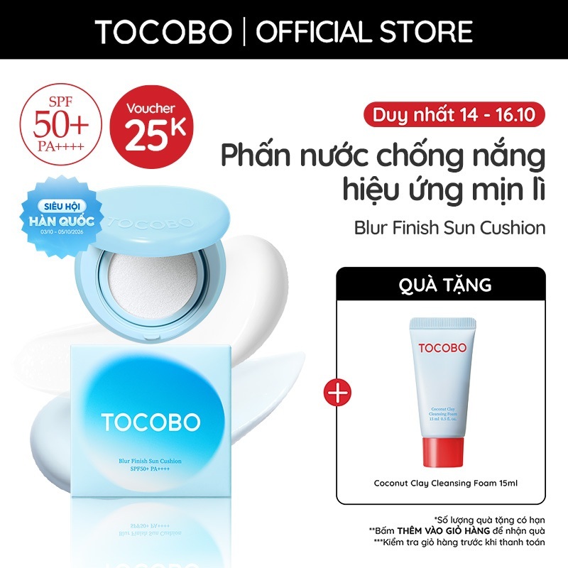 Phấn nước chống nắng hiệu ứng mịn lì Tocobo Blur Finish Sun Cushion SPF50+ PA++++13g