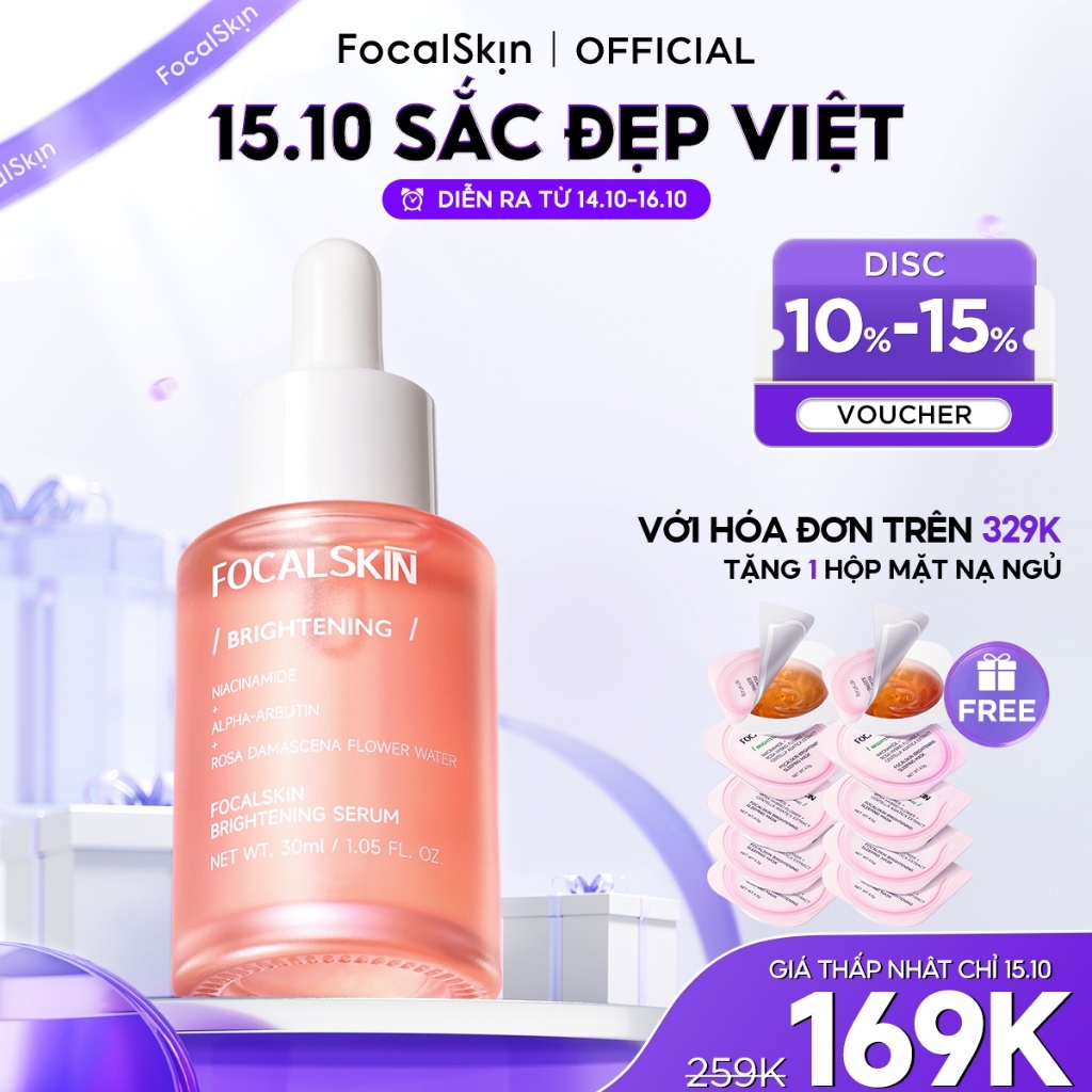 FOCALSKIN Serum Dưỡng Trắng Da Mờ Thâm Mụn Gấp Đôi Vitamin C + Niacinamide B3 +  Alpha Arbutin 30ml