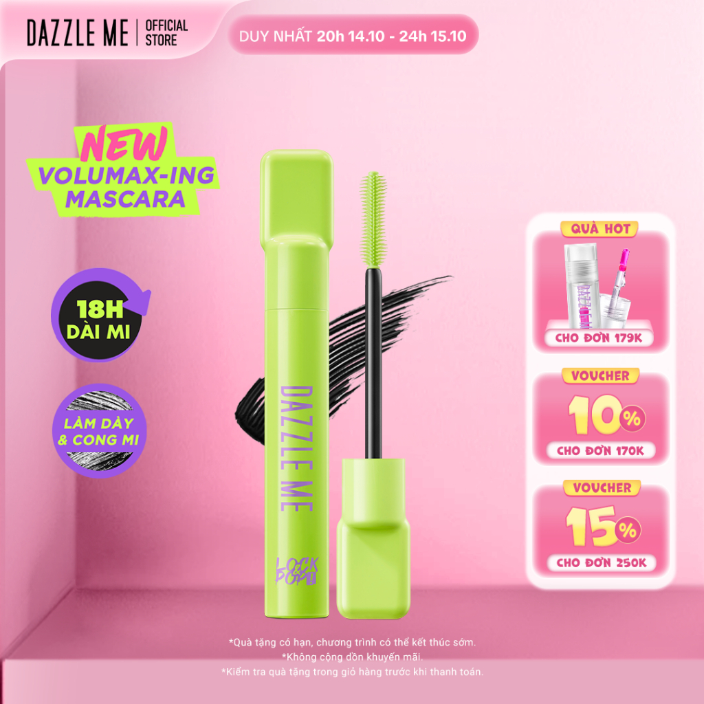 Mascara DAZZLE ME Lock & Pop! VoluMAX-ing Chuốt Mi Dày Và Cong Mi Tự Nhiên Chống Thấm Nước 7g