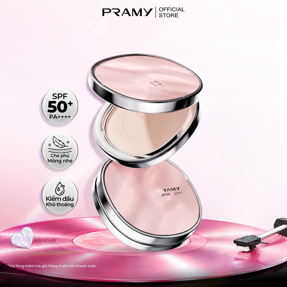 Phấn Chống Nắng PRAMY Trong Suốt Kiềm Dầu Mỏng Mịn SPF50 PRAMY Sheer Sunscreen Pressed Powder 7G