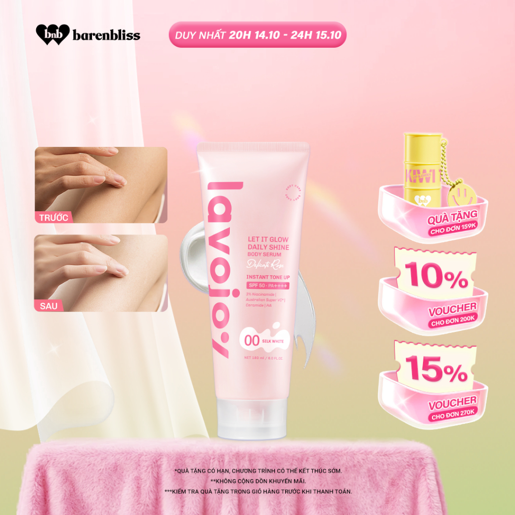 Serum dưỡng thể Lavojoy Let It Glow Daily Shine Body Serum hương Hoa Hồng Dịu Nhẹ 180ml