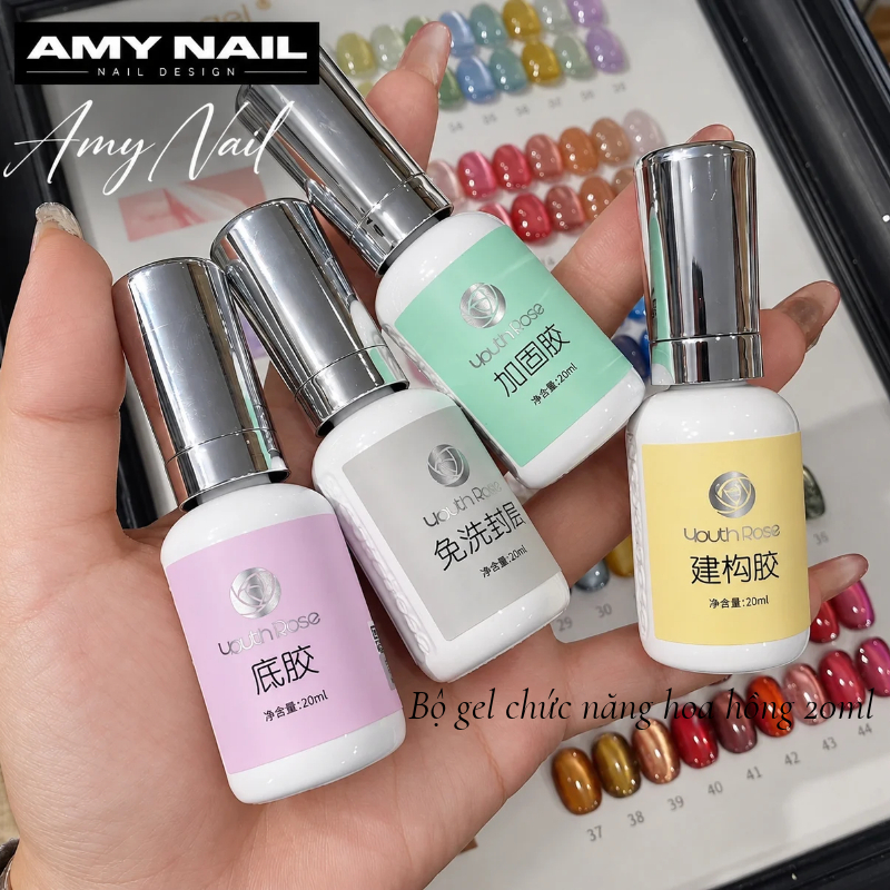 Base Top Cứng Móng Hoa Hồng 20ml Mẫu Mới Chai To – Gel Cứng Móng Bảo Vệ & Bám Màu Tốt Hơn – AMY NAIL