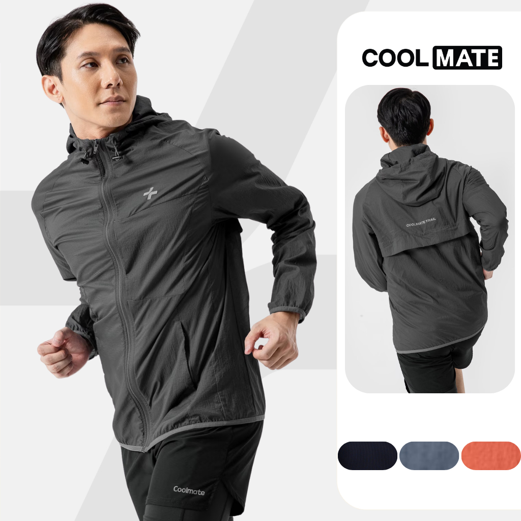 Áo khoác thể thao Trail Windbreaker Nylon Ripstop siêu nhẹ, trượt nước, áo khoác đa năng leo núi trekking Coolmate