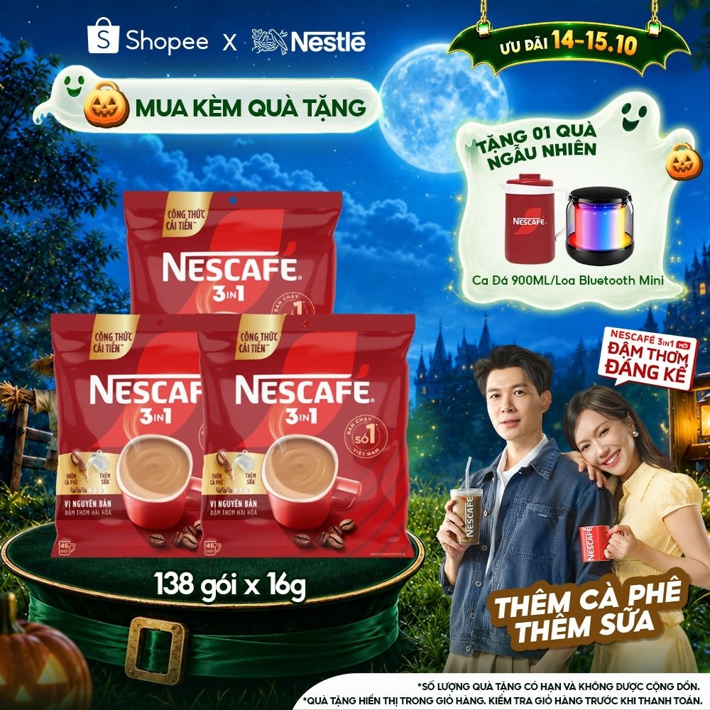 Combo 3 Bịch Cà phê Hòa tan NESCAFÉ 3IN1 VỊ NGUYÊN BẢN 46 gói Công Thức Cải Tiến - Đậm thơm hài hòa