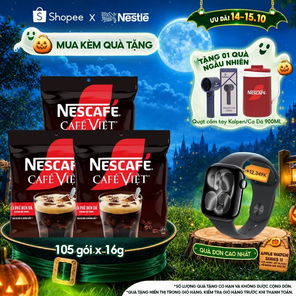 Combo 3 Bịch Cà phê đen Hòa tan NESCAFÉ CAFE VIỆT Vị Mạnh đặc trưng (Túi 35 gói x 16g)
