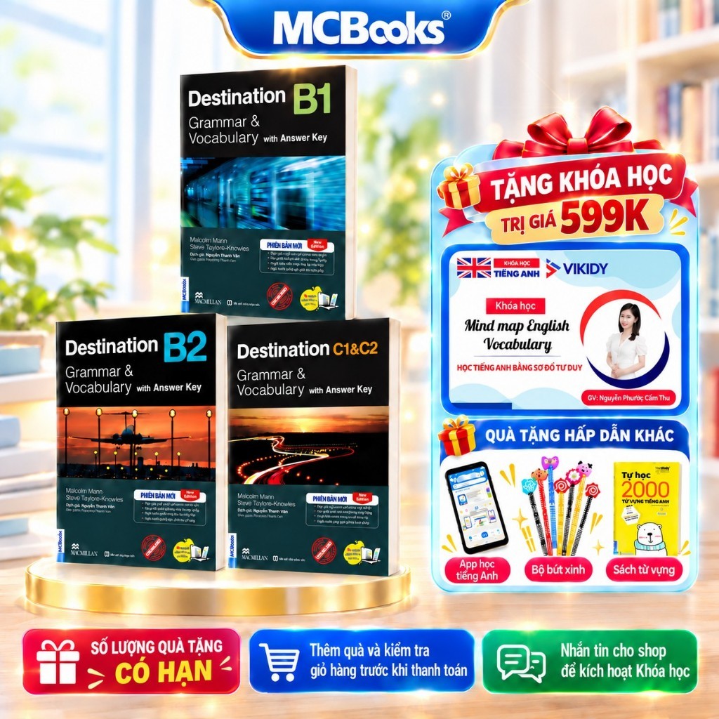 Sách - Trọn Bộ Giáo Trình Destination Grammar & Vocabulary B1, B2, C1&C2 phân loại Lẻ/combo-Phiên bản mới