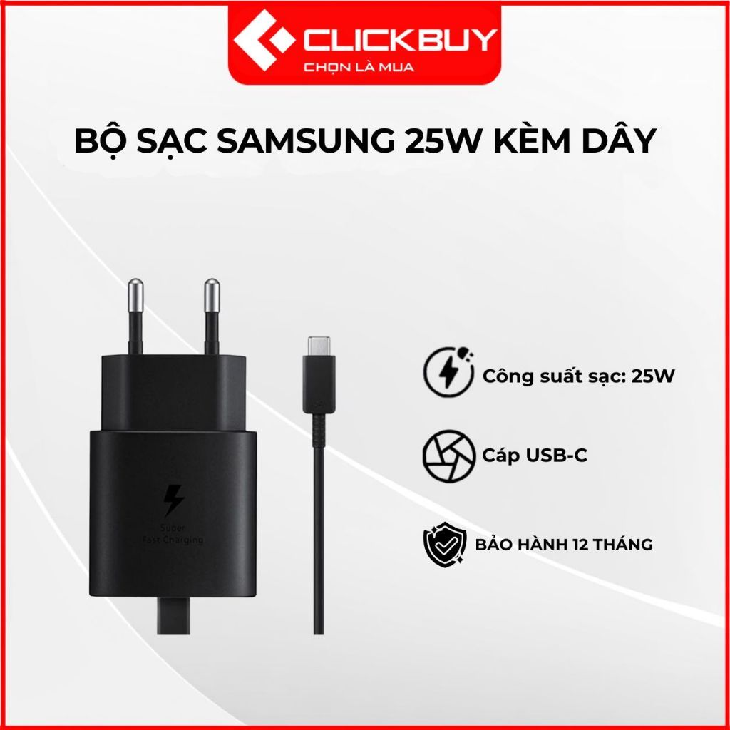Bộ Sạc Nhanh Samsung 25W Kèm Cáp USB-C EP-T2510 Chính Hãng