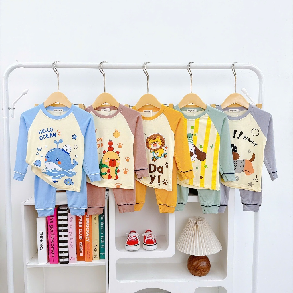Bộ Dài Tay Thun Lạnh Minky Mom In Hình Cho Bé Trai Bé Gái TD-IN141