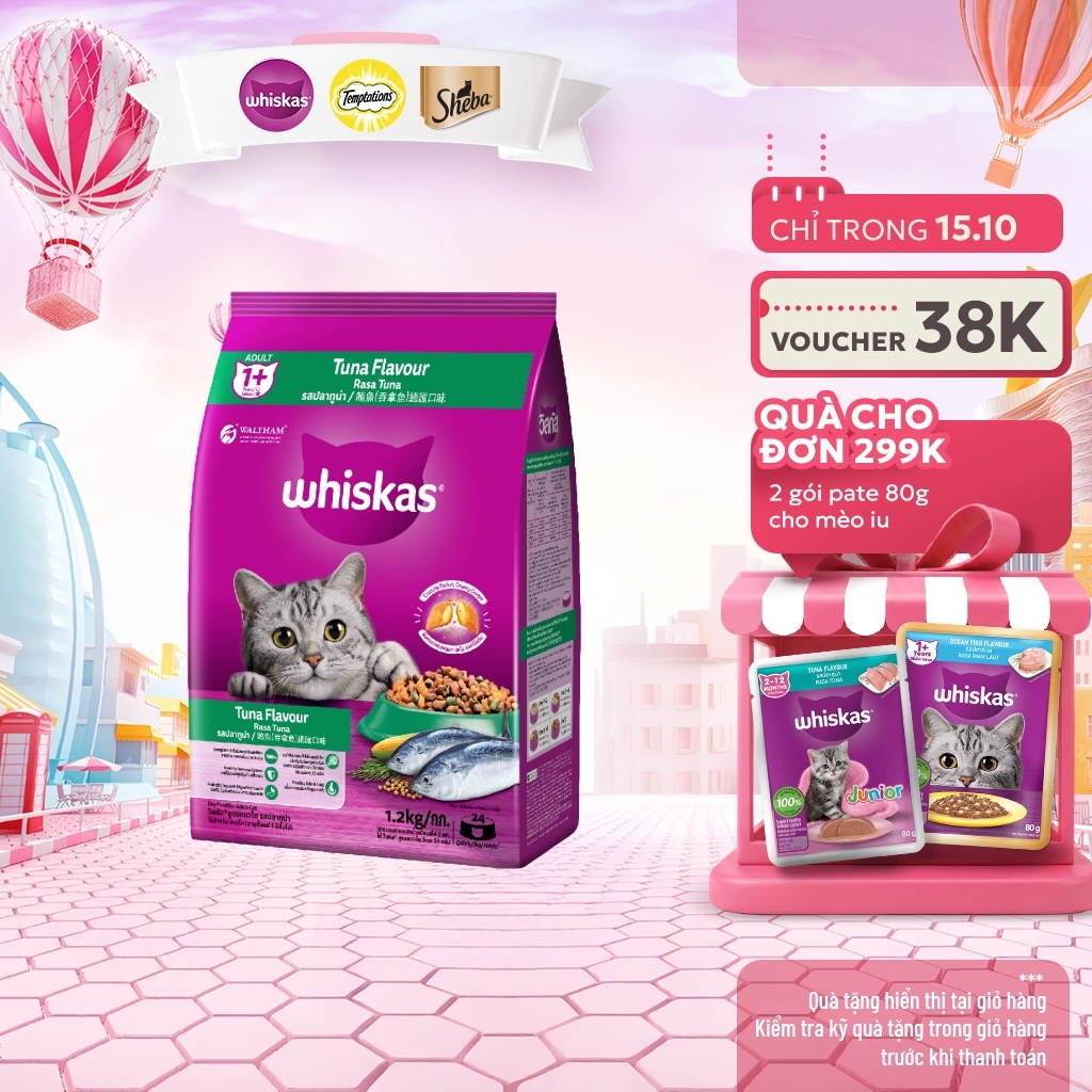 Thức ăn dạng hạt khô cho mèo lớn WHISKAS - 1.2 kg