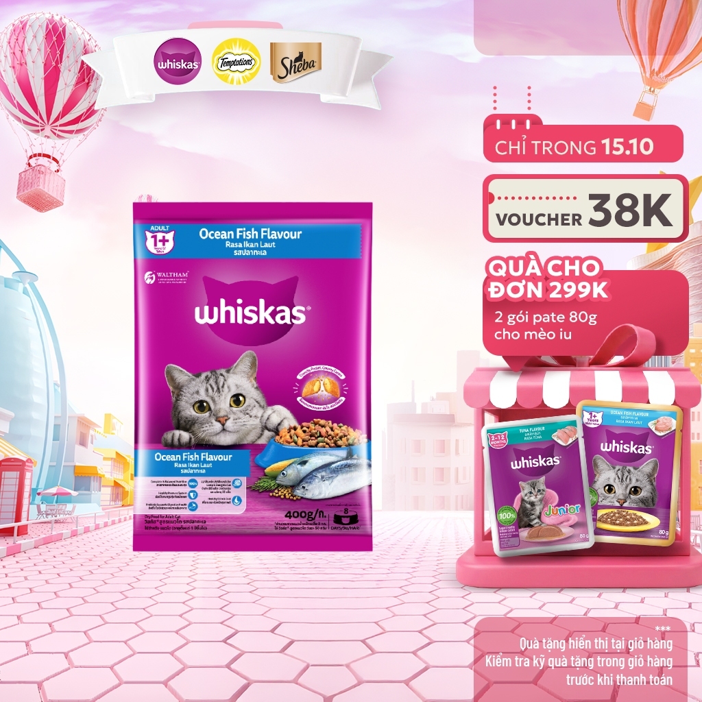 Thức ăn mèo Whiskas túi 400g