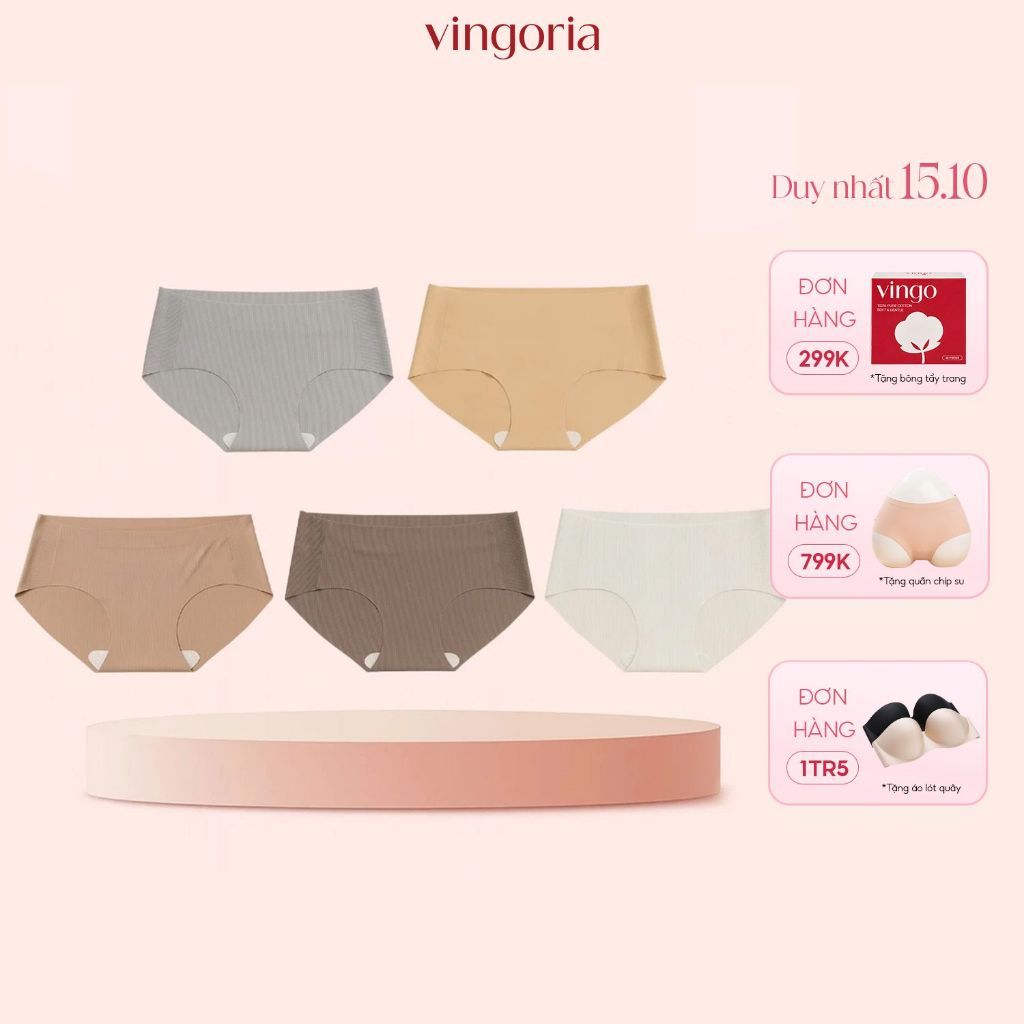 Set 5 quần lót nữ su thạch không đường may VINGO/VINGORIA kháng khuẩn siêu tàng hình CB74