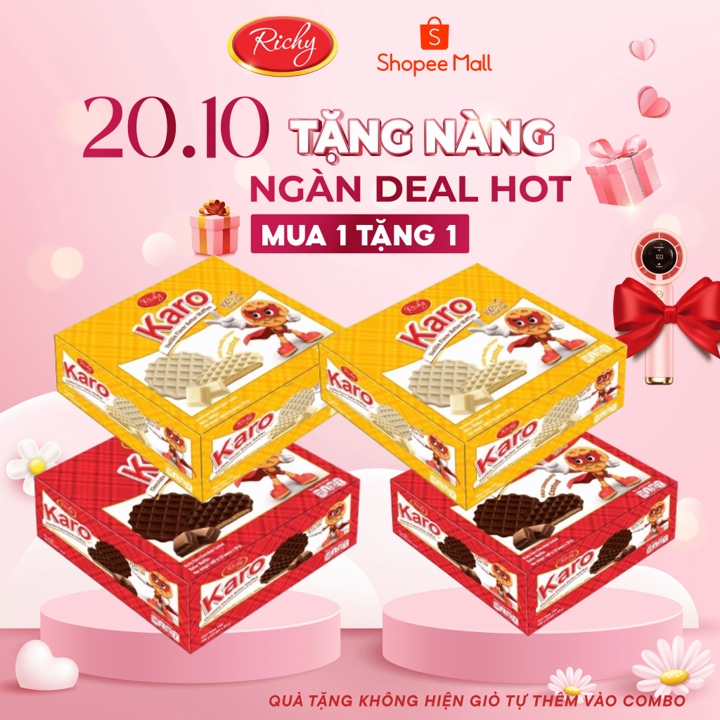 [ MUA 1 TẶNG 2] Karo bơ trứng giòn phủ socola , vani 400g,Bánh kẹo Richy