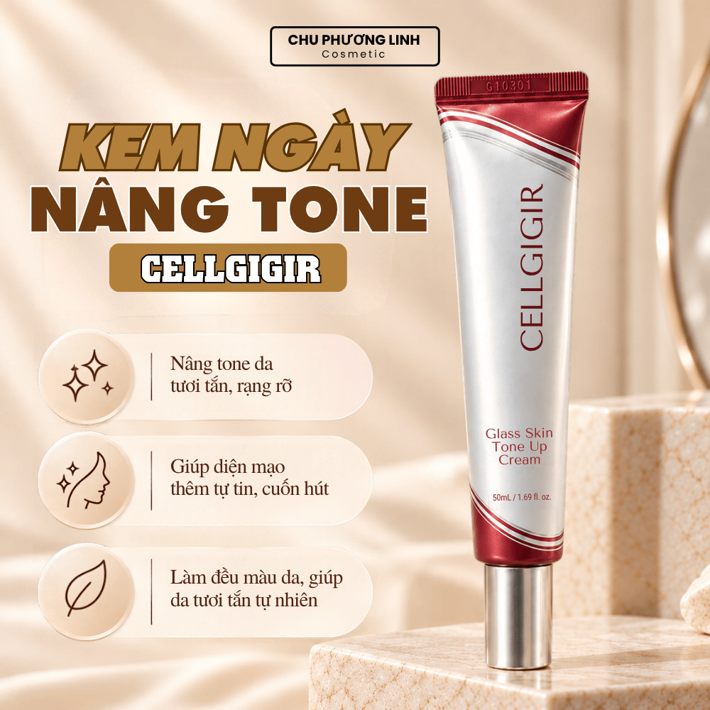 Kem Ngày Nâng Tone CELLGIGIR Glass Skin 50ml MP1750 - Hỗ Trợ Nâng Tone, Giúp Da Đều Màu, Tươi Tắn, Tự Nhiên