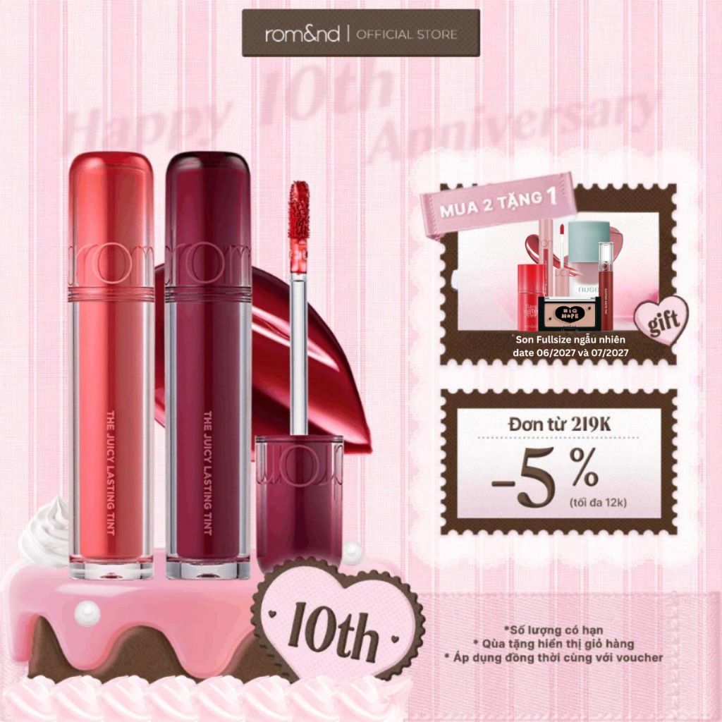 [Rom&nd] Son Tint lì cho môi căng mọng ROMAND THE JUICY LASTING TINT
