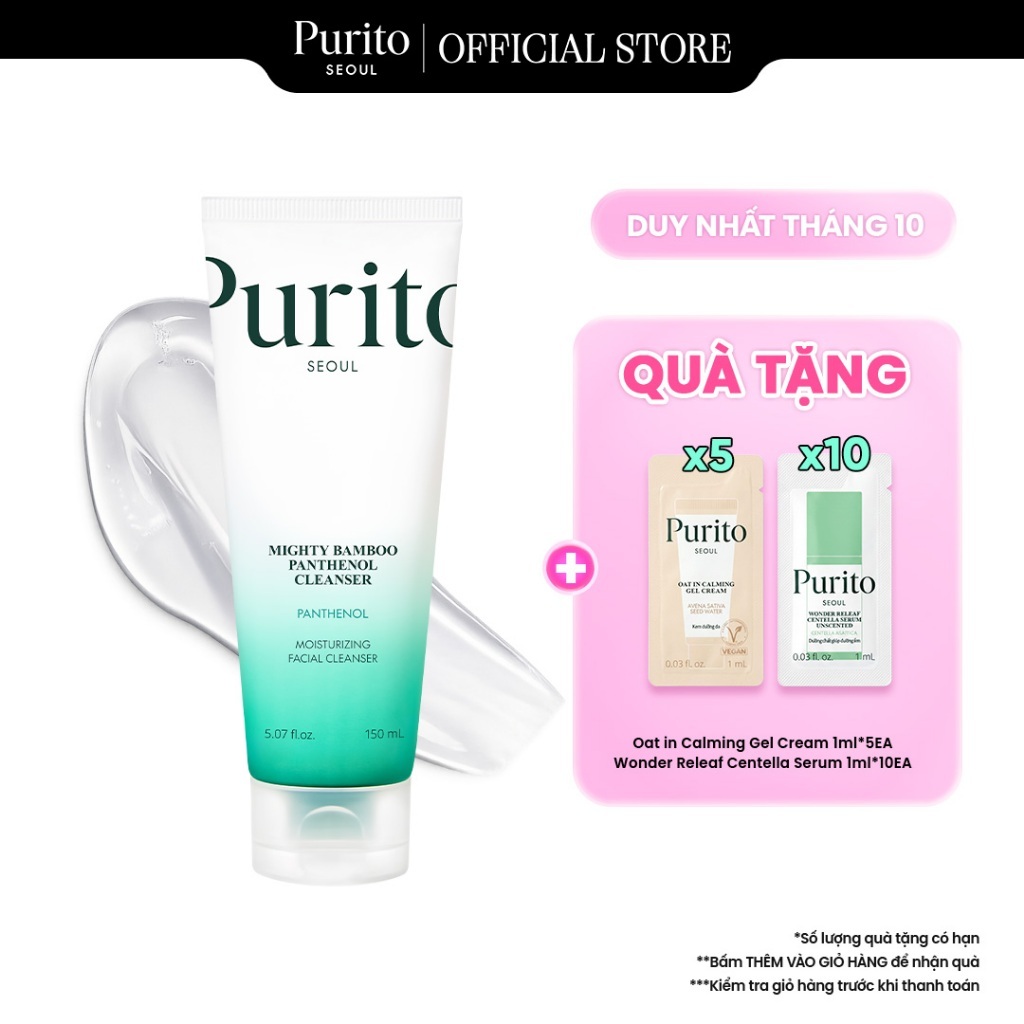 Sữa Rửa Mặt PURITO Mighty Bamboo Panthenol Cleanser 150ml