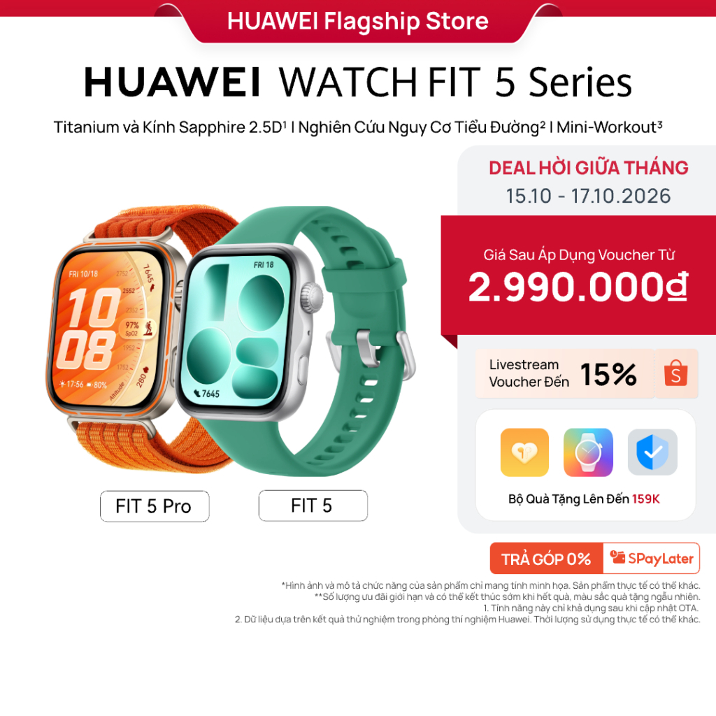 Đồng Hồ Thông Minh HUAWEI WATCH FIT 5 Series |Titanium & Kính Sapphire 2.5D| Nghiên Cứu Nguy Cơ Tiểu Đường| Mini-Workout