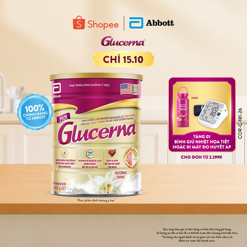 Sữa bột Glucerna Hương Vani 800g dành cho người bị tiểu đường