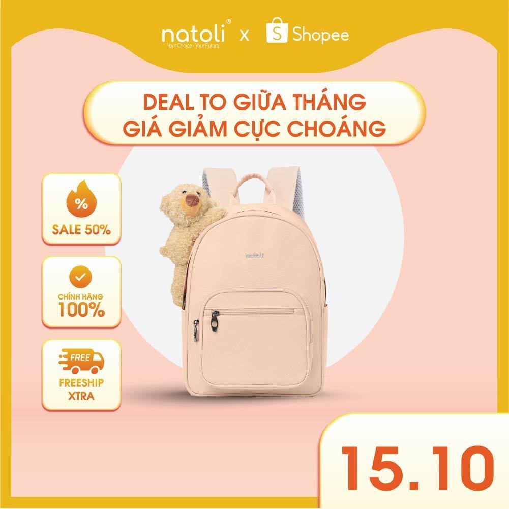 Balo nữ thời trang gấu bông NATOLI cute, hàn quốc, đi học, nhiều ngăn Dreamy Teddy Bear School Backpack B16