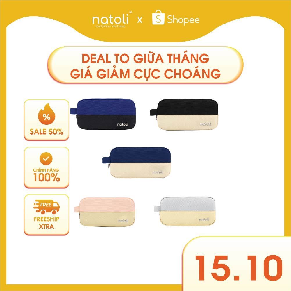 Bóp viết nhiều ngăn NATOLI, hộp bút cute chống nước đựng bút đa năng - BST Simple Duo Pen Case T23