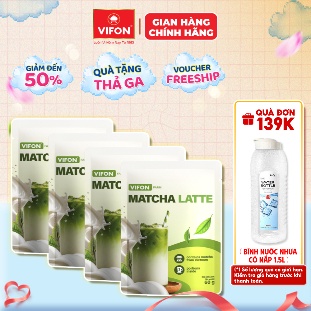 Matcha Latte Cao Cấp VIFON 60g – Bột Matcha Pha Latte Thơm Ngon, Tiện Lợi