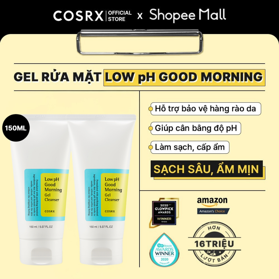Combo 02 pcs COSRX Sữa rửa mặt Low pH Good Morning Gel Cleanser 150ml