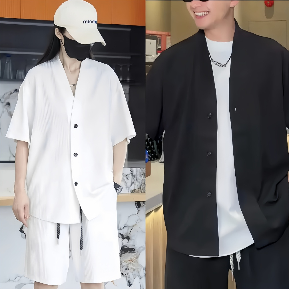 Bộ Cộc Nam Nữ Thiết Kế Cổ Hàn Chất Vải Cotton Gân Đũa Phong Cách Trẻ ...